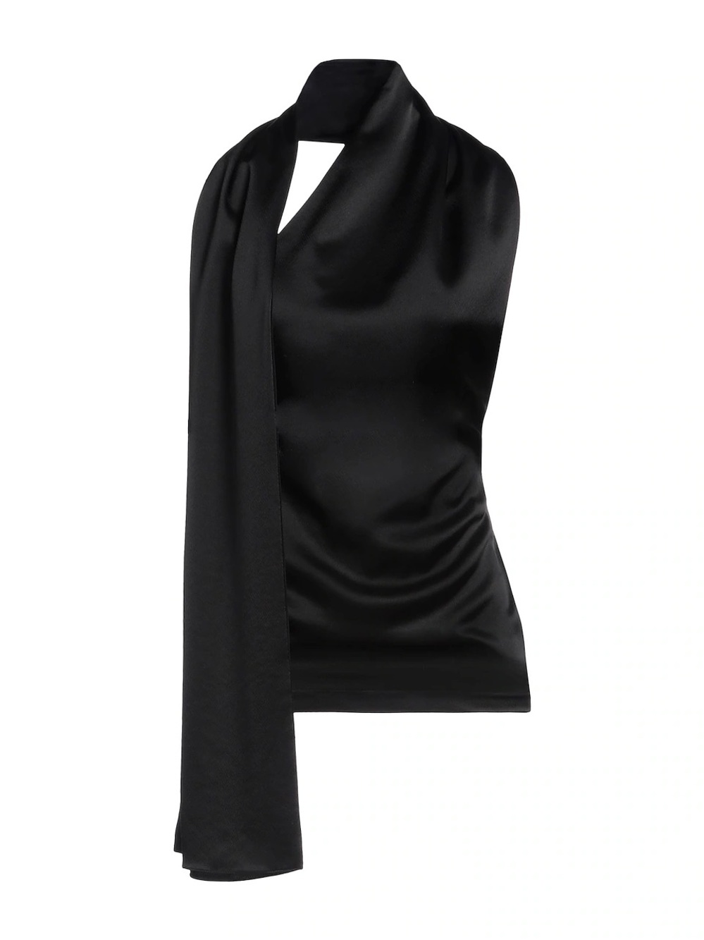 LOEWE Black Satin Scarf Halter Top